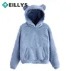 Women's Hoodies Autumn Winter Women Teddy Thick Warm Top Cute Plush Casual Hoodie Long Sleeve Bear Ear Hood Sweatshirt