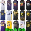 Stephen 30 Curry Basquete Jerseys Homens Juventude Kids Jersey 35 Kevin Durant 23 James City Wear 75ª Edição Adulto Crianças