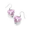 Brincos pendurados rosa coração cristal pedra preciosa brinco para mulher 925 prata esterlina longo brinco bonito jóias românticas