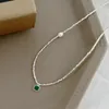 Цепочки Karloch S925, ожерелье из стерлингового серебра, высококачественный циркон, ручная инкрустация, винтажная цепочка на воротник в зеленом стиле в стиле бабушки