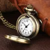 Pocket horloges vintage stijlvolle Aziatische olifant mini -maat bronzen kwarts ketting kijk kijken Arabische cijfers retro kleine klokcadeaus mannen vrouwen