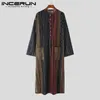 Vêtements ethniques INCERUN 2023 Style musulman Jubba Thobe Hommes Double Poche Design Robe Casual Mode Dark Plaid Stripe Long Kaftan S-5XL