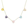 Chains Fashion Colorful Jewelry 5Pcs Multi Color Heart Shaped Birthstone Charm Choker Women Necklace