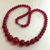 Chains Fashion 6-14mm Natural Brazilian Rose Red Stone Chalcedony Jades Charms Women Chain Choker Tower Necklace 18inch GE4040