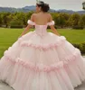 Glitter Blume Quinceanera 2024 Flora Applikationen Kristall Perlen Süße 15 Kleid Ballkleid Tüll Vestidos De XV Anos 326 326