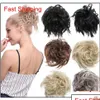 Chignons New Messy Scrunchie Chignon Hair Bun Straight Elastic Band Updo Hairpiece Synthetic Exte Qylerf Bdenet Drop Delivery Dhqvx