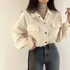 Jaquetas femininas outono 2023 vintage veludo camisa mulheres casual coreano solto chique streetwear harajuku moda outwear botão cordão casaco