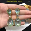 Dangle Küpeler Vintage Premium Mavi Kristal Bakır Zincir Kolye Damlacık Fransız Işık Lüks Altın Kaplama Zarif Set