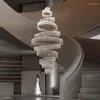 Żyrandole luksusowe nowoczesne chromowane chromowanie dużych pierścień światła wisiorek kryształowy żyrandol salon lobby schodowe wisząca lampa lampa oświetlenia wewnętrzne