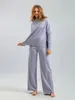 Womens Two Piece Pants Warm 2piece Knitted Long sleeved Set Top and Tracking Coat CHIC 231129