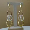 Conjunto de collar y pendientes Yuminglai, joyería única chapada en oro y FHK10026