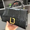 BA Hour Glass Bag Sacs de créateurs Sacs à bandoulière Poignée Chaîne Femmes Sac à main Sacs à bandoulière en cuir véritable Sac fourre-tout de luxe Sacs pour dames Motif crocodile 231130BD