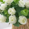 Flores secas vaso artificial para decoração de casa jardim ao ar livre natal eucalipto folhas plantas falsas festa de casamento buquê de rosas de seda 231130