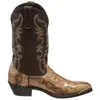 Boots Metal Toe Men S Vintage Men Shoes Mid Calf Iron Western denim med tryckt Snake Print Mid Length Boot 231130