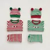 Clothing Sets MILANCEL Christmas Baby Clothing Set Striped Blouse Bib Hats And Pants Toddler Suits 231130