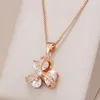 Pendanthalsband WBMQDA 585 Rose Gold Color Luxury Crystal Flower Necklace For Women With White Natural Zircon 2023 Trendy Neck Chain