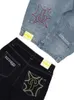 Мужские джинсы мешковатые повседневные широкие мужские уличные ретро хип-хоп принты трендовые модные черные джинсы с высокой талией Y2k Одежда 2023