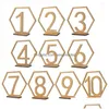 Decoração de festa 10 pcs Woodsy Decor Tabela Número Titulares Casamentos Jantar Suprimentos de Casamento Números Hexágonos De Madeira Noiva Drop Entregar Dhefy