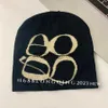 Beanie / Skull Caps Novo Início do Outono Fino Malha Elástica Chapéu Frio Moda Feminina Versátil Impresso Malha Chapéu de Lã Casual Calor J231130