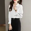 Kvinnors blusar skjortor Elegant Lady White Long Sleeve Fashion Women 2023 Vintage Style Casual Women Basic Tops Cloingyolq