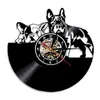 Bulldog francese Disco in vinile Orologio da parete Design moderno Animale Negozio di animali Decor Cucciolo Relogio De Parede Regalo amante 210913226M