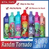 RandM Tornado 9000 Puffs Originele Puff 9k 9000 wegwerp-e-sigaretten Kenmerken Mesh Coil 18 ml Wegwerpartikelen Vapes Pen Tornado randm 9000 0 2 3 5% oplaadbaar 850 mAh RGB