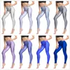 Leggings pour femmes taille haute brillant femmes élastiques collants minces pantalons ajustés couleur unie pantalon fluorescent crème solaire Legging pantalon décontracté