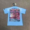 Men s t Shirts Hellstar Cotton Shirt Vintage Wash Blue Tie Dye Print 1 Label High Quality Couple Top Short Sleeve 231130 VAAQ