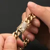 14K Gold Plated Chain 10mm Hot Sell Lab Diamond Inlaid Cuban Armband Personlig armband Men kubansk armbandskedja