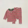 Clothing Sets MILANCEL Christmas Baby Clothing Set Striped Blouse Bib Hats And Pants Toddler Suits 231130