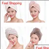 Outils de bain Accessoires Magic Microfibre Cheveux Séchage rapide Sèche-serviette Serviette de bain Chapeau Bonnet de douche rapide Turban Dry 4Styles Rra2239 Drop Dhccx