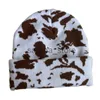 Beanie/Skull Caps Edizione Instagram Autunno/Inverno Viso Piccolo Cappello Caldo Studente Carino Modello Leopardo Mucca Cappello Lavorato a Maglia Cappello di Lana Netizen J231130