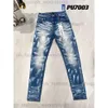 Jeans roxo designer jeans masculino roxo marca jeans high street azul buraco quebrado calças jeans angustiado lavado 969