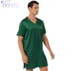 Männer Roben Erwachsene Männer Frauen Casual Nacht Kleid Hause Nachtwäsche Nachtwäsche Pyjamas Kleidung Unisex Satin Nachthemd V-ausschnitt Schlaf Kleider L231130