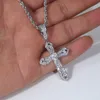 New Designer Cross Shape with Mini Heart Love Charm Pendant Necklace with Rope Chain Hip Hop Women Men Full Paved 5A Cubic Zirconia Boss Men Gift Jewelry