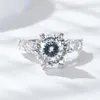 Passed Diamond Test 925 Sterling Silver Shiny 3CT 5CT Moissanite Ring for Girls Women for Party Wedding Nice Gift