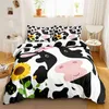 Cute Cow Print Duvet Cover Queen Size Kawaii Highland Bedding Set King Comforter Cartoon Farm Animals196L