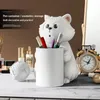 Decorative Objects Figurines Creative And Interesting Cat Pencil Case Office Desktop Decoration Accessories Resin FRP Animal Desk Storage Ornaments 231129