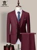 Ternos masculinos blazers 14 cores m6xl jaqueta coletes highend marca formal negócio masculino terno três peças noivo vestido de casamento sólido 231129