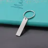 Keychains 10st/Lot Rectangle Blank Bar Keychain Mirror Polish Stainless Steel Stamping för DIY Anpassade namngravaggar Keyring