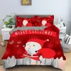 Conjuntos de cama Conjunto de cama de Natal 3D Impresso Papai Noel Duvet Cover Set King Queen Single Double Size Kids Bedding Set Sem Folha de Cama 231129