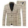 Homme Costumes Homme 3 Pièces Costume à Carreaux Coupe Slim Business Soirée Formel Décontracté Tartan Bureau Travail Vie quotidienne Banquet Fête scolaire Noir Bleu Jaune