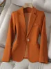 Women's Suits Blazers Women Blazers Office Ladies Slim Formal Blazer Beige Orange Black Female Work Business Wear Jacket Coats For Autumn Winter 231129
