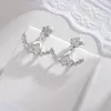 Studörhängen stjärna Moon Double Ear Studs 925 Silver Fine Jewely Mother Day Gifts Ladies Jewely X-Mas