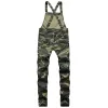 QNPQYX Novos jeans masculinos com bolso grande camuflado estampado macacão jeans militar exército verde roupas de trabalho macacão moda casual