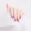 False Nails Short Acrylic Fake Nail Gradient Pink Press On Women Girls Decoration Full Cover Diy Stick Tips