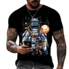 Yeni Yaz Dijital Baskı Yuvarlak Boyun Kısa Kollu T-Shirt Erkekler Astronot Erkekler