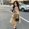 Trench da donna Donna Classico Cachi Casual Allentato Moda coreana Elegante Giacca a vento di media lunghezza Autunno Inverno Donna Giacca solida