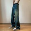 Mäns jeans för män med låg stigning byxor breda ben manliga cowboybyxor med fickor raka 2023 trend plus storlek 90s streetwear retro kpop