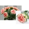 Fleurs décoratives 3 pièces 43CM Rose Champagne artificiel Rose Bouquet de mariage faux pour la décoration de fête à la maison accessoire cadeau